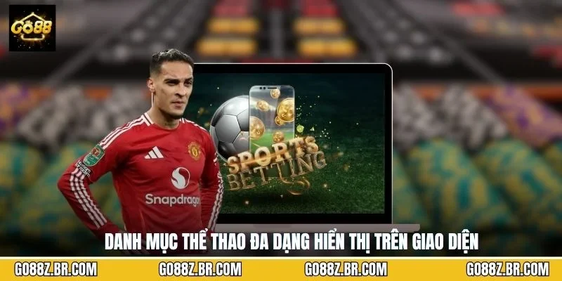 Danh mục thể thao đa dạng hiển thị trên giao diện